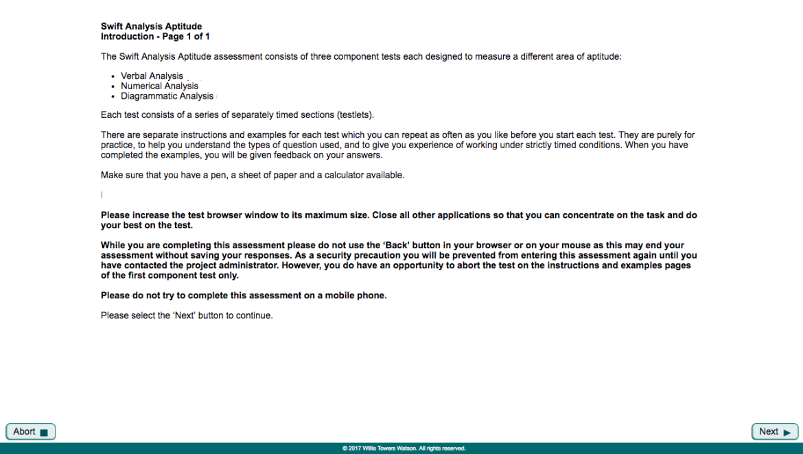 Swift Analysis Aptitude Tests - WTW Saville Consulting