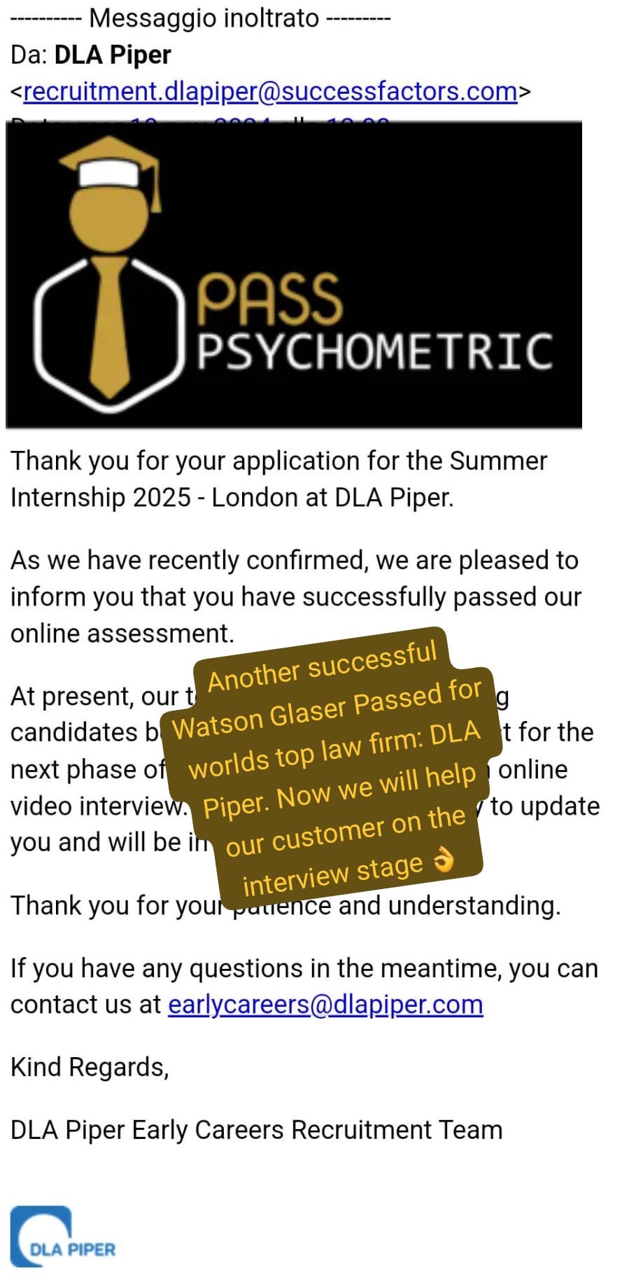 DLA Piper Watson Glaser Passed - Interview Invite