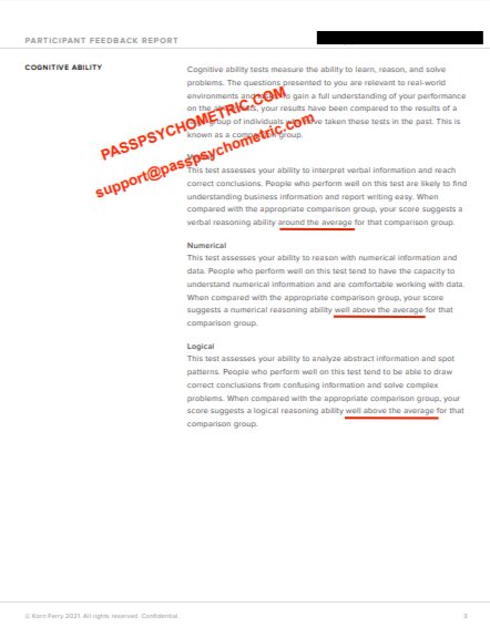 Korn Ferry TalentQ Strong Percentiles MET Numerical, Verbal and Logical Psychometric Report