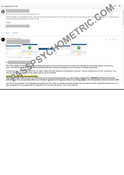 LIDL PSYCHOMETRIC TESTS PASSED ASSESSMENT CENTRE INVITE