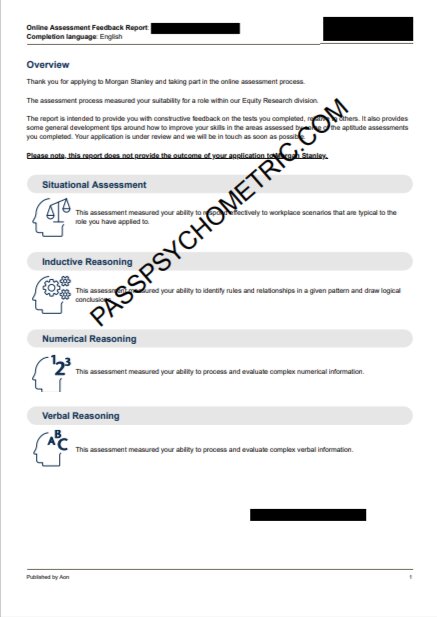 Morgan Stanley cut-e map-tq - SJT, Verbal, Numerical Feedback Report 100% score