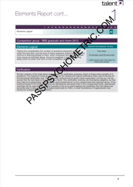 TalentQ 95th Percentile % Score RBS Logical Reasoning Feedback