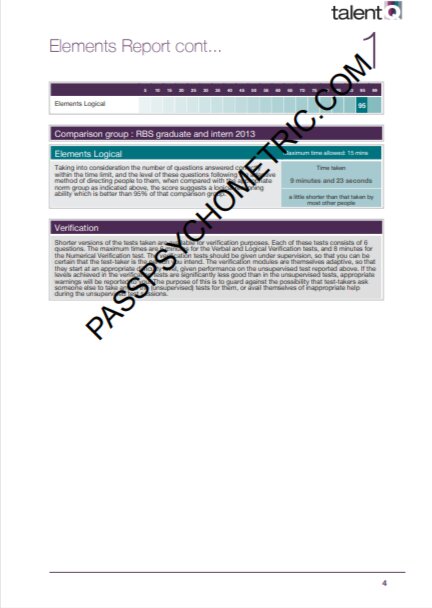 TalentQ 95th Percentile % Score RBS Logical Reasoning Feedback