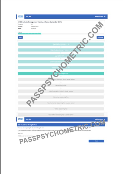 NHS Graduate Management Training Scheme (GMTS) - Situational Strengths, Personality Profile, Numerical, Verbal, Critical and Video Interview Passed