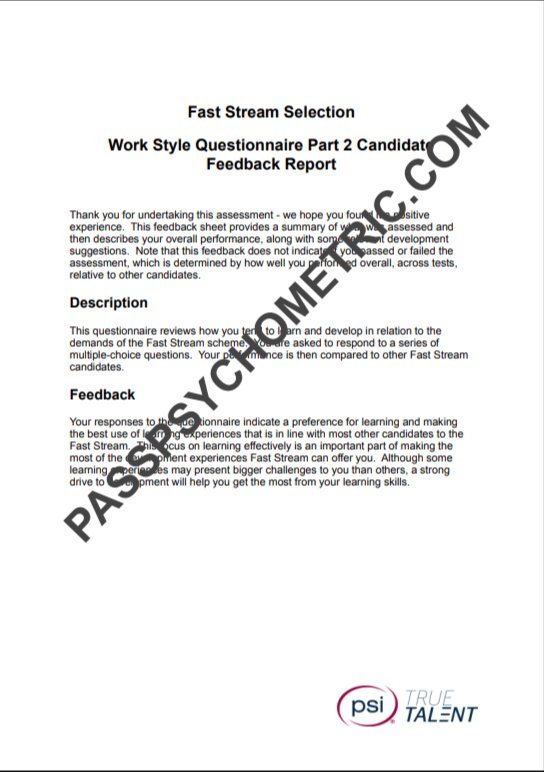 Civil Service Work Style Questionnaire