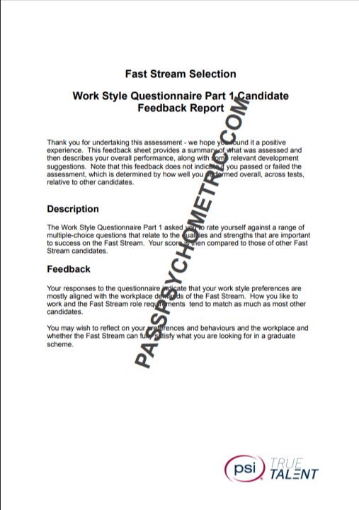 Civil Service Work Style Questionnaire