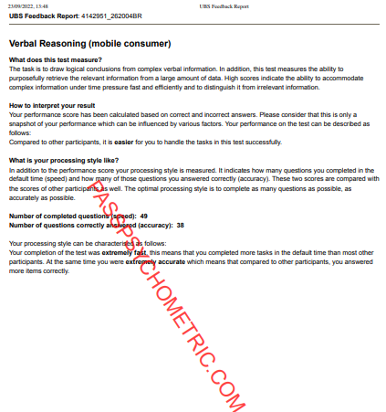 Aon maptq cut-e UBS Investment Banking Inductive, Verbal, Personality ChatAssess Top Percentiles